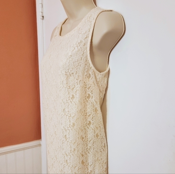 Monteau Floral Lace Mini Dress Beige Sleeveless Small - Picture 4 of 12